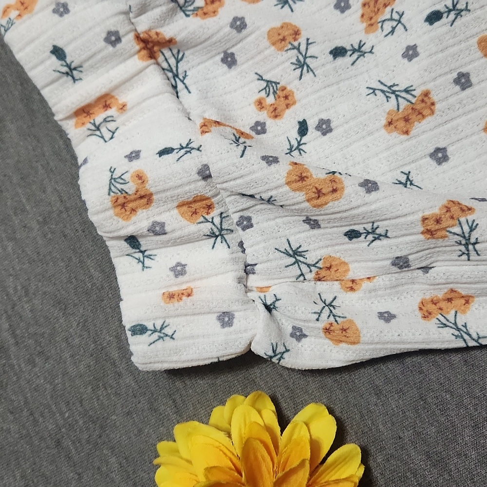 Y2K Ditsy Calico Floral Pointelle Knit Elastic Summer Shorts Bloomers - Picture 6 of 8